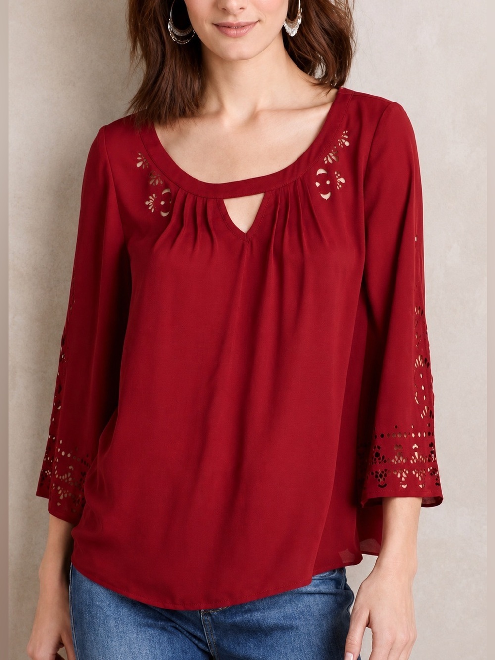 Maeve Teni laser cut out blouse, size 2